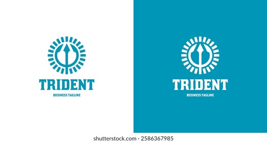 ocean trident sun logo vector