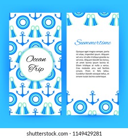 Ocean trip flyer. Vector illustration of brochure template.