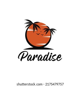diseño vintage del logotipo del paraíso tropical oceánico vectorial