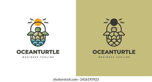 ocean turtle vector logo design
