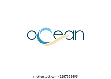 OCEAN typography logo with wave shape variation