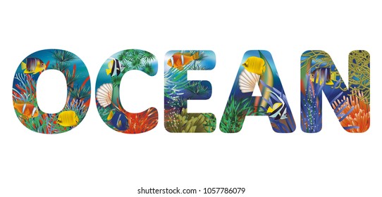 Ocean underwater background  , vector illustration