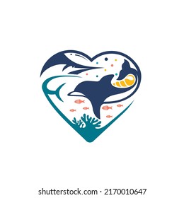 Ocean underwater logo design, vector and illustration