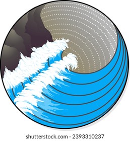 Ocean vector in a circle that reflects the world containing most of it is ocean