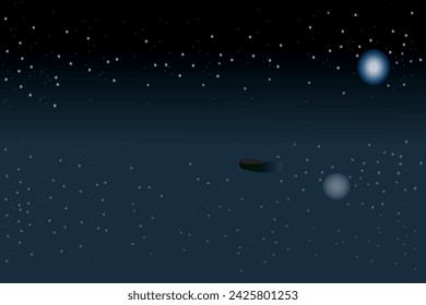 OCEAN VECTOR IN THE NIGHT OF A QUIET FASTING