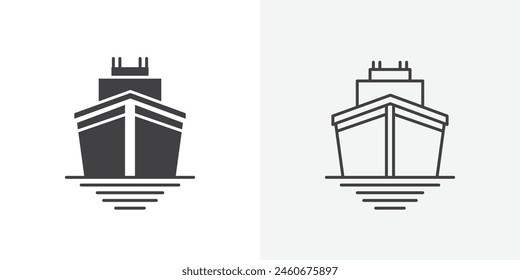 Ocean Vessel Icon Set. Cargo Ship Vector Symbol.