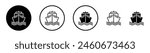 Ocean Vessel Icon Set. Sea Cargo Ship Vector Symbol, Cruise Liner Emblem.