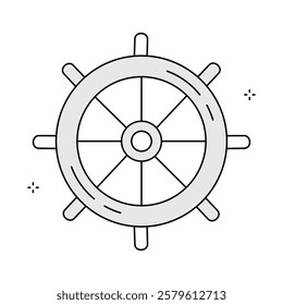 Ocean Vessel Steering Ship Wheel Vector Icon Design