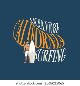 Ocean Vibe California Surfing typography summer surfer graphic print