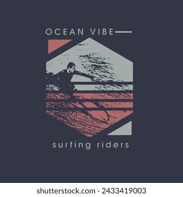 Ocean Vibe surfing riders beach surf poster design