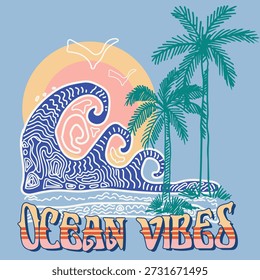 Ocean vibes illustration vector clip art 522