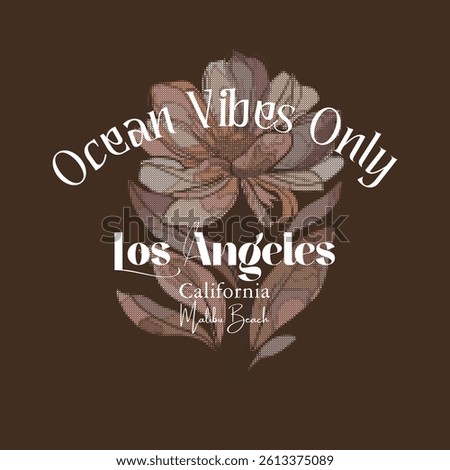 Ocean Vibes Only – Los Angeles Malibu Beach Typography T-Shirt Design for Women and Girls

