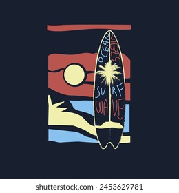 ocean Vibes surf waves summer surf board t shirt design