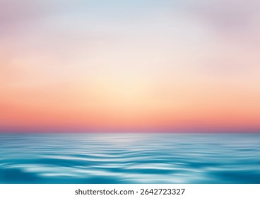 Ocean view and clear sky on the horizon. Calm water and clear sky. Peaceful and minimalist paradise seascape