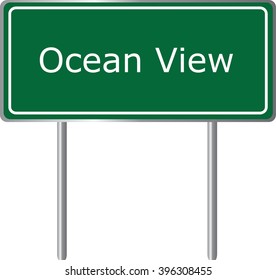 Ocean View , Delaware , road sign green vector illustration, road table, USA city