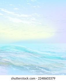 Ocean view minimalist background in light pastel colours  Vector abstract illustration, concept for card, banner, poster, flyer, print.