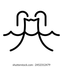 Ocean volcano icon outline vector. Sea level. Climate change