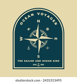 Ocean Voyage Compass Blue Icon Badge