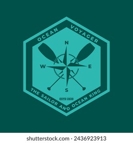 Ocean Voyager Boot Paddel Kompass Icon Badge