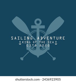 Ocean Voyager Boat Paddle, Ship Anchor and Sailboat Icon Badge