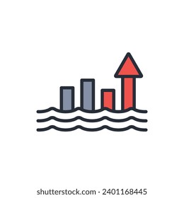 ocean warming icon. vector.Editable stroke.linear style sign for use web design,logo.Symbol illustration.