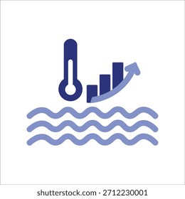 Iconos de calentamiento del océano. ilustración de Vector de color simple