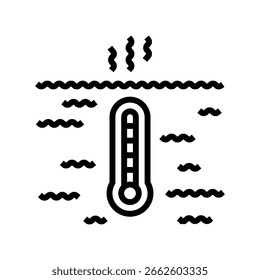 ocean warming pollution line icon vector. ocean warming pollution sign. isolated contour symbol black illustration