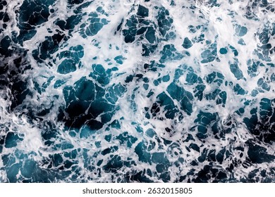 Ocean water background. Top view of stylish foamy water. Can be used in covers, packaging, posters, textures, presentations, art and design projects. Enchanting vector illustration.