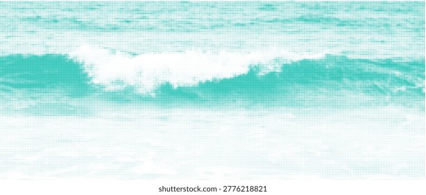 Ocean water halftone pattern, sea wave dot texture. Ocean ripple texture background, surf foam pixel bg, marine photocopy half tone pattern