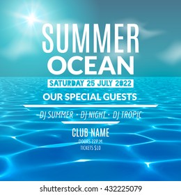 Ocean water party. Tropical summer vacation poster or flyer design template.