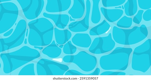 Ocean water ripple surface with sunlight reflections in cartoon style game texture top view