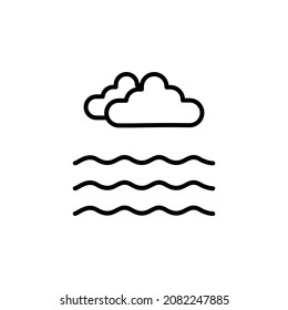 Ocean, Water, River, Sea, Clouds, Nature, Wave, Summer line icon, vector, illustration, logo template. Suitable for many purposes.