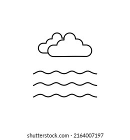 Ocean, Water, River, Sea Thin Line Icon Vector Illustration Logo Template. Suitable For Many Purposes.