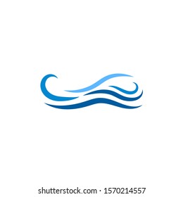 Ocean water sea wavy blue color object logo icon vector background flat style isolated on white background