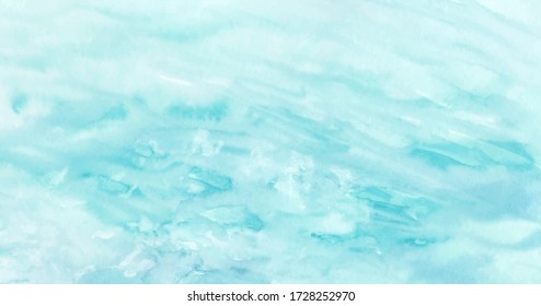 Ocean water texture, abstract hand painted watercolor background, vector illustration