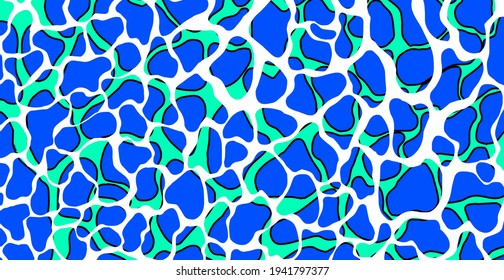 Ocean Water Texture with Ripples and Reflections. Pop art vaporwave style illustration for poster or wall print with trendy wavy pattern.