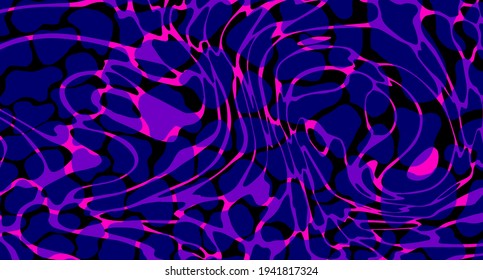 Ocean Water Texture with Ripples and Reflections. Pop art vaporwave style illustration for poster or wall print with trendy wavy pattern.