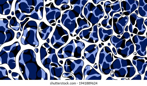 Ocean Water Texture with Ripples and Reflections. Pop art cartoon style illustration for poster or wall print with trendy wavy pattern.