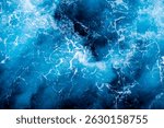 Ocean water texture. Top view of captivating water with foam. Can be used in covers, packaging, posters, textures, wallpapers, art and design projects. Awesome vector illustration.