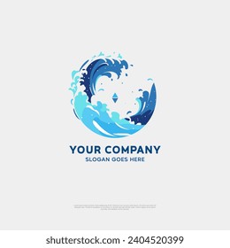 Ocean Water wave icon vector illustration design logo with eps format