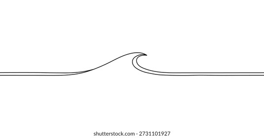 Ocean wave abstract line art desenho gráfico elemento de design linha suave curvilínea preta
