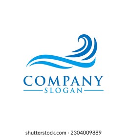 ocean wave abstract water logo template