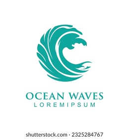 ocean wave abstract water logo, wave vector symbol