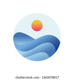Ocean wave app logo design. Mobile app logo design.