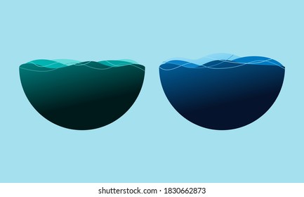 Ocean wave. Beautiful sea half-round. Illustration vetor