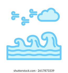 Ocean Wave blue color, mini illustration icon, related to relaxation, spa, wellness and more. Vector EPS 10 for modern concept, print, UI, UX kit, web and app development