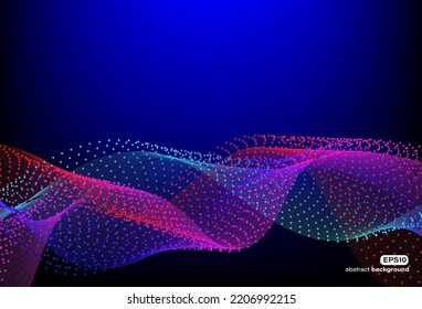 Ocean Wave Calm Sea Technology Particle Dots Theme Background Can Be Use For Advertisement Brochure Template Banner Website Cover Product Package Design Presentation Vector Eps.