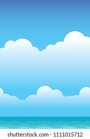 Ocean wave and cloud sky vector on afternoon summer.