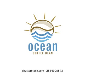 ocean wave coffee sun holiday logo design template illustration inspiration