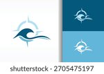 Ocean Wave and Compass Rose Navigation Logo